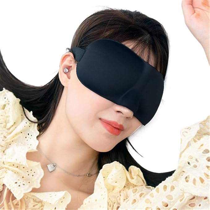 1 PCS 3D Sleep Mask for Women Men Eye Mask for Sleeping Contoured Cup Night Blindfold Mask Block Out Light for Kids Girls and Adult Black