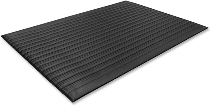 Genuine Joe Anti-Fatigue Mat with Vinyl Foam, Beveled Edge, 3 by 5-Feet, Black