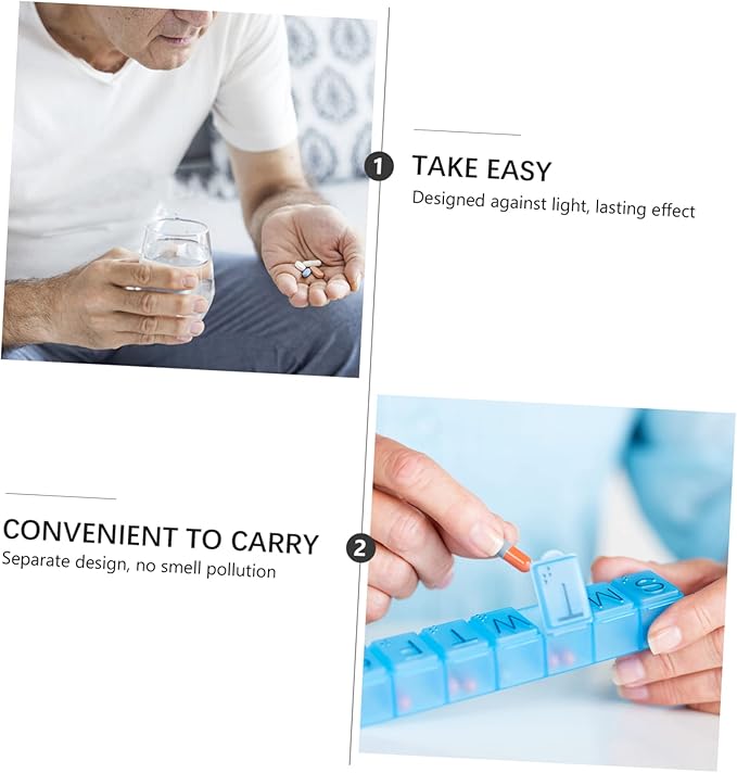 2sets Portable Day Pill Organizer Design Sealed Travel Case for Medicine Storage to Keep Medications Separate and Fresh