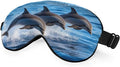 Dolphin Family Silk Eye Mask Sleep Mask Cartoon Whale Clear Blue Waters Ocean Sea Marine Life Eye Mask with Adjustable Strap Lightweight for Women Work Travel Night Sleep