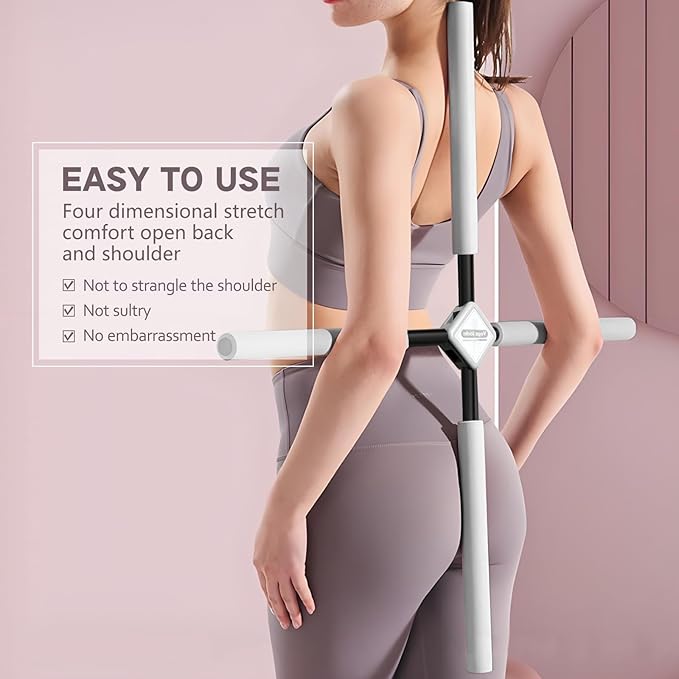 Yoga Stick- Posture Corrector Stick for Back Pain Relief - Upper & Lower Back Stretcher and Straightener Tool for Men and Women - Portable Mobility Stretch Pole for Neck Hump, Spine Alignment & Home Workout