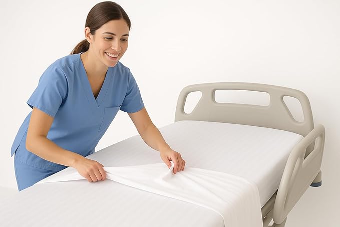 Destiny Crescent 6 Pack Fitted Hospital Bed Sheets with Elastic All Around for Adjustable Beds - Double Brushed Ultra Soft Breathable 100% Microfiber Sheets, 36" x 84" x 12"