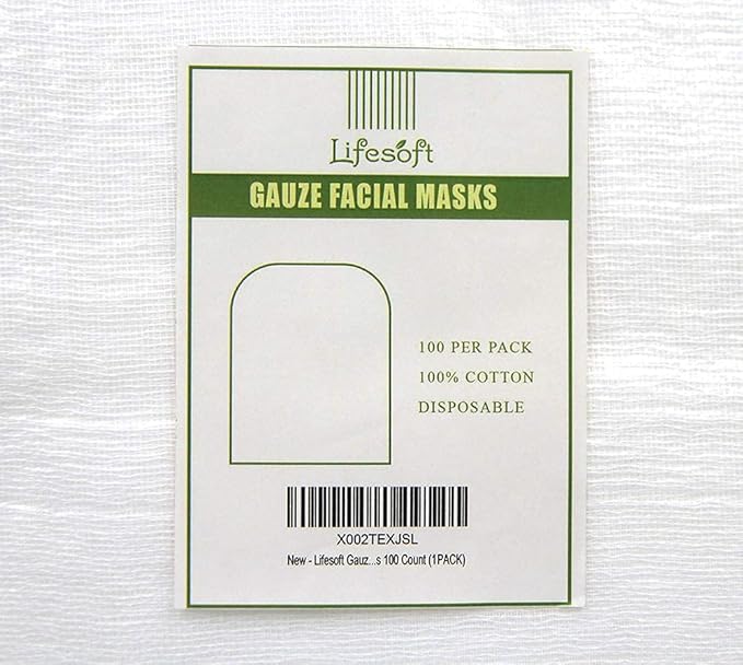 Gauze Facial Mask, 100% Cotton Gauze Facial Paper Sheet for Facial Spa, High Frequency Treatments 100 Count