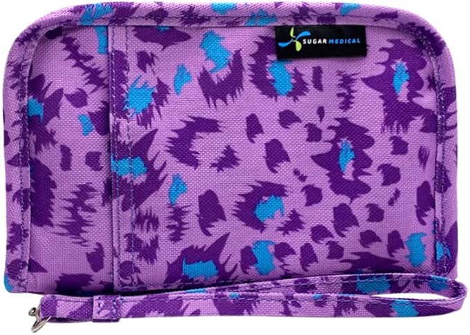 Sugar Medical Diabetes Supply Case | Medical Supplies Travel Bag | Glucose Meter Organizer | Diabetic Care Products | Glucometer Kit (Purple Leopard)