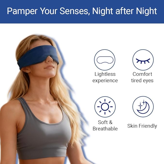 Sleep Mask for Side Sleeper，Soft and Comfortable Sleep mask, 100% Light-Blocking, Adjustable Design, Unisex fit, Perfect for Travel, Flights, and naps. (Blue)