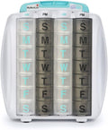 Medication and Supplement Pillbox Organizer, 3 ¾ in x 7 in - 28-Day Medicine Sorter - FSA and HSA Eligible – Monthly Medication Dispenser - Easy to Fill - 4-Week Pill Holder - Travel Friendly