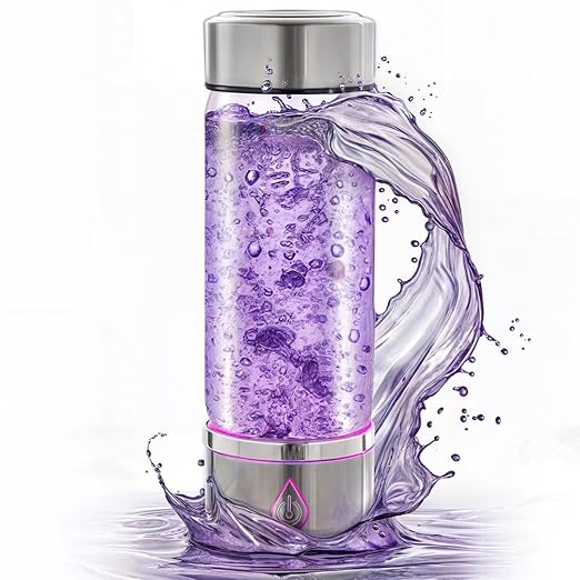 H3O Hydrogen Water Bottle - Hydrogen-Infused Water Machine with Built-in Purple Protective Light - Portable Water Ionizer for Hydration, Energy, Sleep Quality - 3000PPB Hydrogen Ions per Cycle