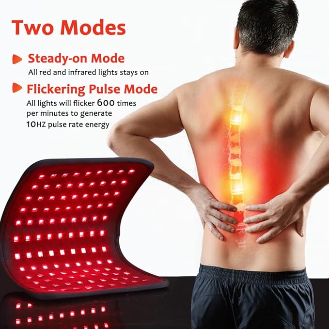 Red & Near Infrared Light Therapy Belt with Pulse Mode, Light Therapy Device for Body Pain Relief Wearable Therapy Light Wrap with Timer for Back Joint Muscle Pain