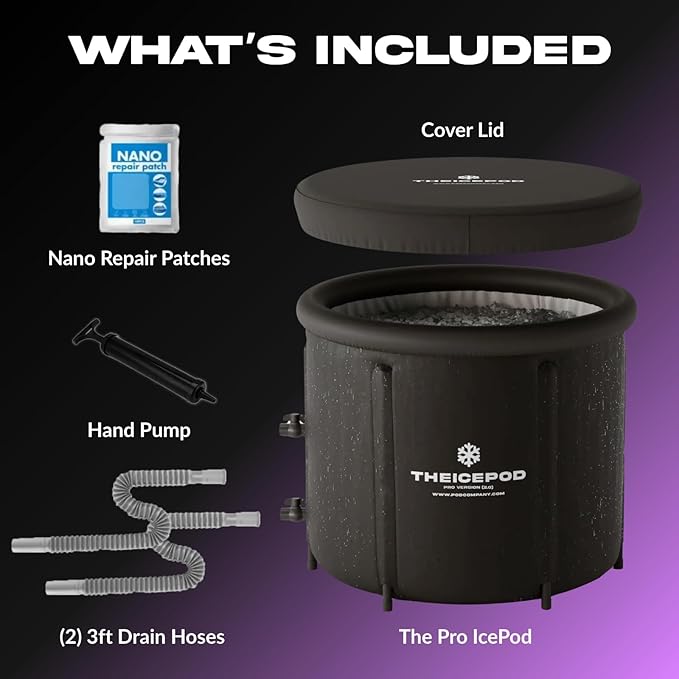 The Pod Company Pro Ice Pod Complete Care Bundle – 110-Gallon Cold Plunge Tub with 18 Ice Bricks, Water Maintenance Kit, Thermometer & Cleaning Tools – Chiller Compatible