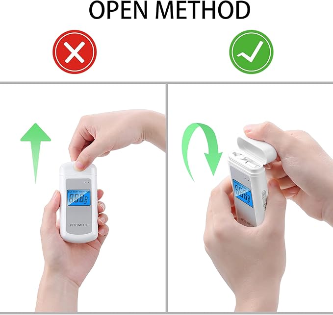 Ketone Breath Analyzer Professional Rechargeablel Ketone Breath Meter Portable Digita Ketone Breath Tester with 10 Replaceable Mouthpieces for Ketogenic Diet Testing with 10 Mouthpieces