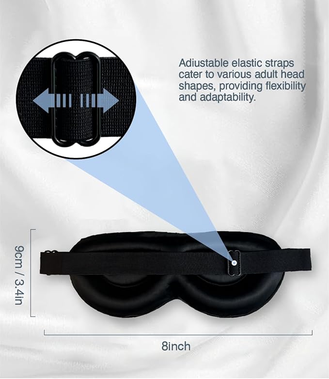 PROMEED 23 Momme Mulberry Silk Sleep Mask - Ultra Soft No-Pressure 3D Contoured Eye Mask with Eye Cups, Adjustable Blackout Sleeping Mask for Women & Men (Light Grey)