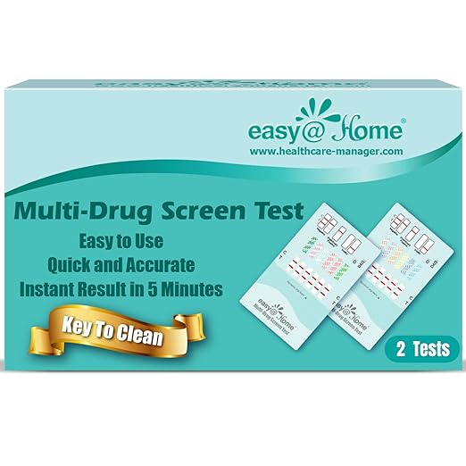 Easy@Home Multi-Drug Screen Test: 2 Pack Urine Drug Tests Kit, Testing AMP,BZO,COC,THC,MET,MOR,OXY,BAR,BUP,MDMA,PCP,MTD, All in One Screening Tests Panel, Marijuana Urine Drugs Test #EDOAP-6125B