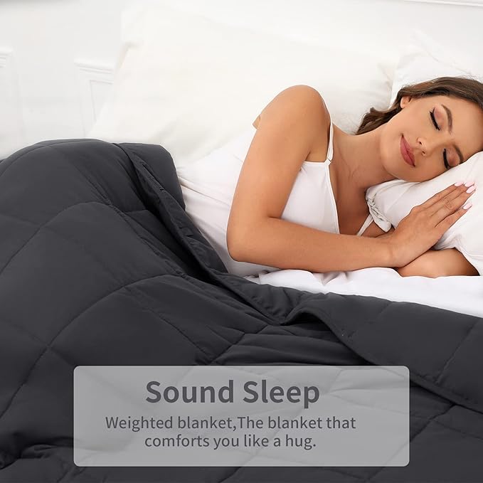 Weighted Blanket 15lbs Queen Size Dark Grey 60"x80" Weighted Blankets for Adults Heavy Blanket are Comfortable and Cozy