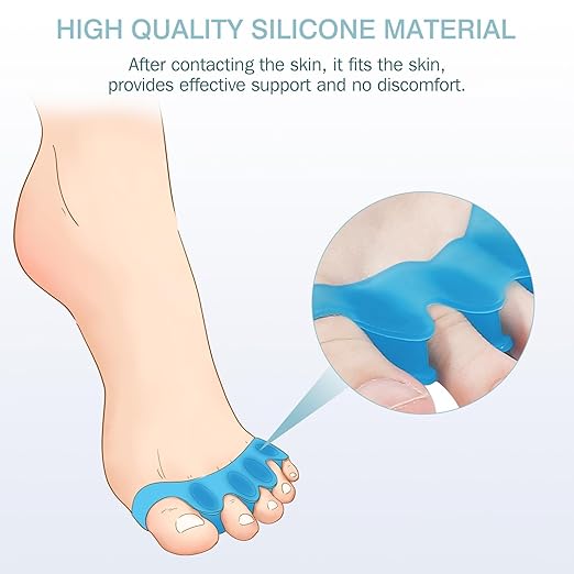 Silicone Toe Separators for Women & Men - Toe Spacers for Bunion Relief, Hammer Toe, Plantar Fasciitis & Pedicures | Includes Metatarsal Pad & Therapeutic Yoga Cushion for Foot Pain(2pcs,Black)