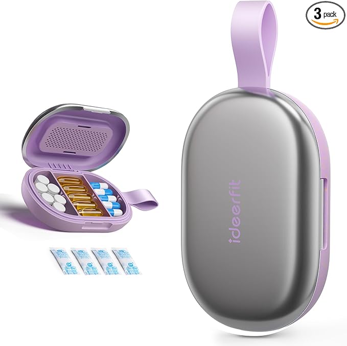 Travel Pill Organizer, Adjustable 3-6 Compartments Portable Pill Box, Small Metal Case, Daily Medicine Container, Moisture Proof Storage Dispenser Holder Vitamin Supplement for Pocket Purse
