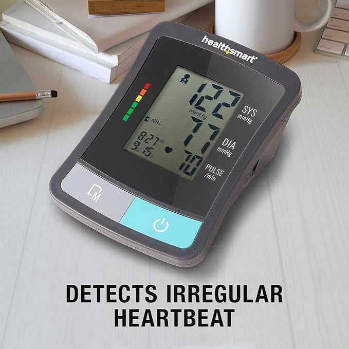 HealthSmart Digital Standard Wrist Blood Pressure Monitor with Automatic Adult Cuff That Displays Pulse Rate and Irregular Heartbeat Stores up to 60 Readings for 2 Users