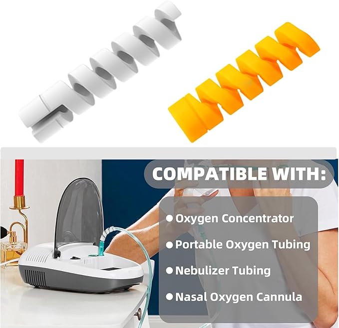 10 Pack Oxygen Tube Support Crimp Straightener for Oxygen Hose Keep Oxygen Hose from Kinking, Oxygen Tubing Supports Oxygen Accessories（Yellow）