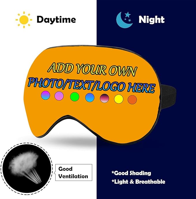 Personalized Eye Mask, Custom Eyeshade Blindfold Add Your Design Image Text Customized Eye Cover with Adjustable Strap for Sleeping Travel Work Naps Blocks Light, Croci