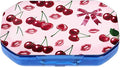 This Portable Pink Cherry Lip Print Pattern 6-Compartment Pillbox Can Be Placed in A Pocket Or Wallet to Store Vitamins, Medicines Fish Oil Health Supplements Other Medications.