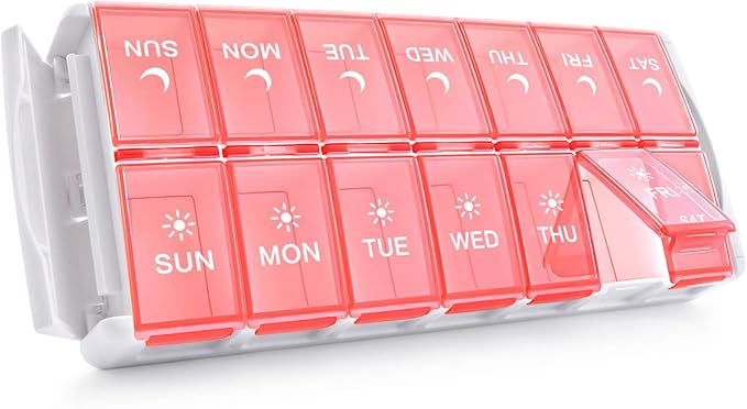 TookMag Weekly Medicine Pill Organizer 2 Times a Day, Easy Fill AM PM Pill Box, Large Capacity Quick-Refill 7 Day Pill Cases for Pills/Vitamin/Fish Oil/Supplements (Patent Registered)