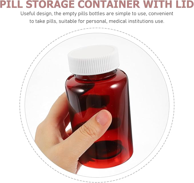 Baluue 12-Pack Amber Empty Pill Bottles with Sealed Caps 3.34 Inch Travel Size Medicine Storage Containers for Pills Organizers and Medication Storage
