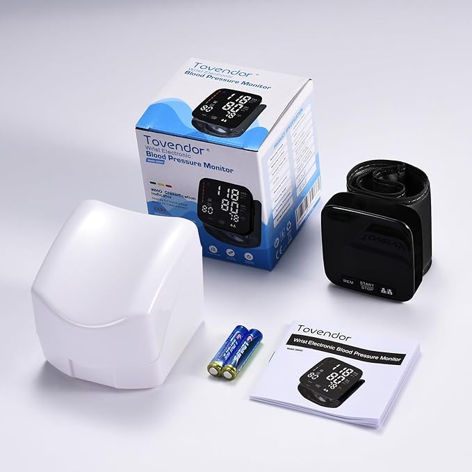Wrist Blood Pressure Monitor, Tovendor Home Automatic Blood Pressure Cuff Wrist with 2 AAA Battery and Portable Carrying Case, 2 * 90 Reading Memory Dual Users Mode