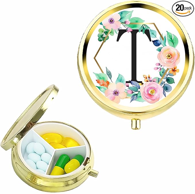 Small Pill Box for Purse Pocket, Personalized Small Pill Case 3 Compartment, Monogrammed Cute Pill Organizer, Gift for Women Teen Girls, Travel Mini Jewelry Box,Earring Holder Organizer
