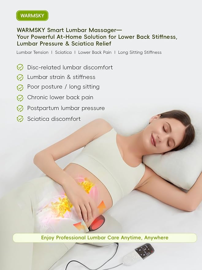 Smart Lower Back Massager with Soothing Warm Therapy & Air Traction – Spinal Decompression Device for Sciatica Relief, Lumbar Pressure & Stiffness – Ideal Gift for Parents & Loved Ones