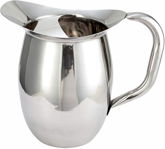 Winco WPB-2C Deluxe Bell Pitcher with Ice Catcher, 2-Quart, Stainless Steel, Medium