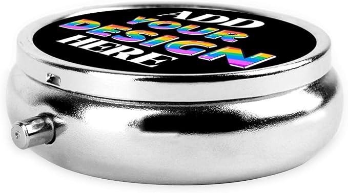Custom Pill Organizer, Medicine Pill Box Case Container Travel Pill Holder Vitamin for Purse Med Wallet Portable Mini Pastillero Round, Black, Personalized Gifts