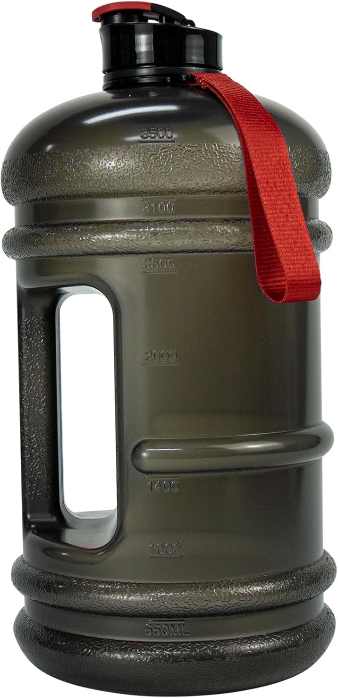 TOOFEEL 1 Gallon Water Bottle,Leakproof,BPA Free,Dishwasher Safe,128 oz Large Water Jug wiht Handle,Travel & Camping & Sports & Gym Water Bottle For Men and Women - Transparent Black