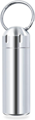 SHD Pill Box Keychain Waterproof Single Chamber Stainless Steel Pill Organizer for Outdoor Travel Camping