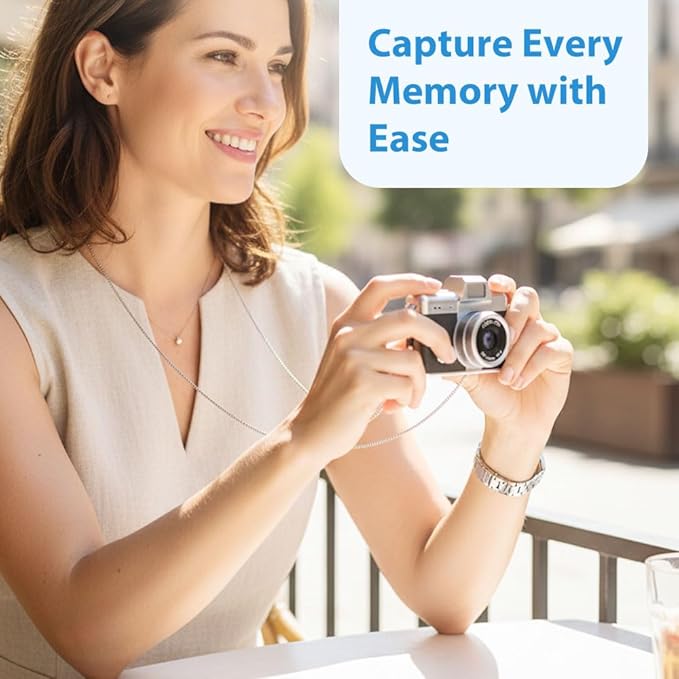 Mini Camera with Flip Screen, 2026 New Mini Digital Camera with 1.47 in LCD Screen, 1080P FHD Recording with 0.96" IPS Screen with 6 Retro Filters AVI, 32GB No Memory Card Included (Blue)