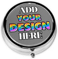 Custom Travel Medicine Organizer, Medicine Pill Box Case Container Travel Pill Holder Vitamin for Purse Med Wallet Portable Mini Pastillero Round, Gray, Personalized Gifts