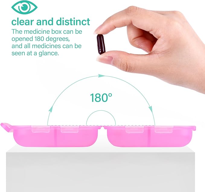 Travel Pill Organizer Small 8 Grid Compartments Pill Holder Box - Portable Medicine Container Case - Daily Weekly Medication Organizer