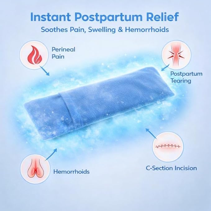 Perineal Cooling Pad, Postpartum Cold Packs Gel Bead Ice Pack Cold Therapy for Women After Pregnancy and Delivery, 2 Ice Pack and 3 Cover (Blue Gel Ice Pack)