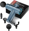 Small Massage Gun Handheld Deep Tissue Massager Gun for Pain Relief- 6 Speeds, 4 Heads, Ideal Gift for Men & Women (Blue)