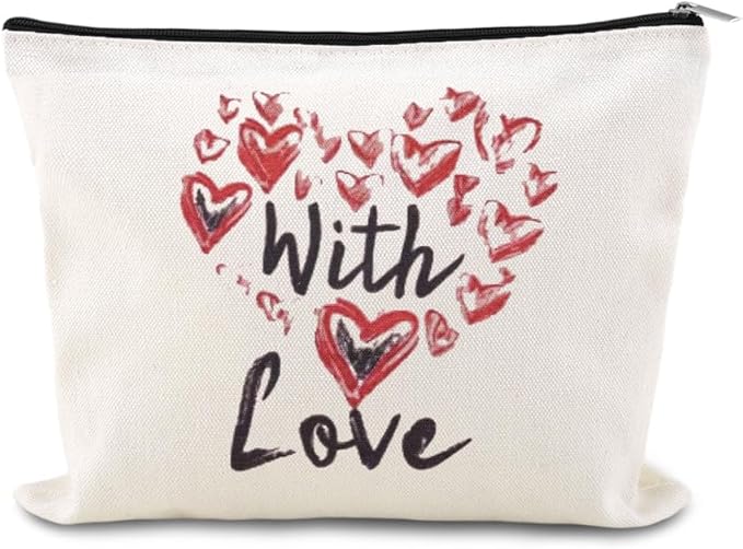 Valentines Day Makeup Cosmetic Bag Heart Toiletry Bag Pouch Engagement Anniversary Wedding Gifts Bags for Womens Wife Girlfriend Fiancee Love You Gift Gf Proposal Gifts Travel Make Up Bags Organizer