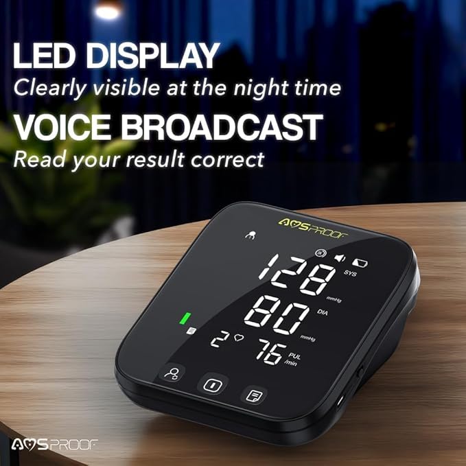 Blood Pressure Monitor for Home Use Dual-User Memory, Automatic Digital Upper Arm BP Machine with XL Cuff (8.7”-16.5”), Voice Broadcast, Irregular Heartbeat Detector (Black)