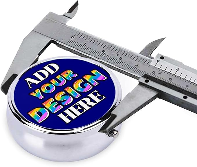 Custom Pill Holder, Medicine Pill Box Case Container Travel Pill Organizer Vitamin for Purse Med Wallet Portable Mini Pastillero Round, Navy, Personalized Gifts