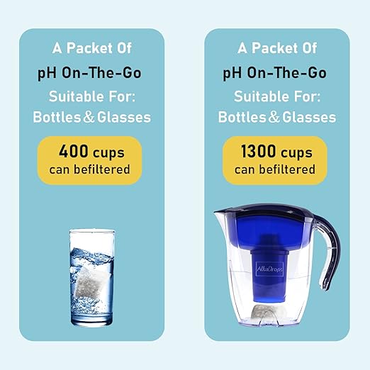 Alkaline Water Filter Pouch, 6 Pack, White, Portable, 416 Cup Capacity, Removes Toxins, Chlorine, Chemicals, Heavy Metals, pH 9+ - 20in1