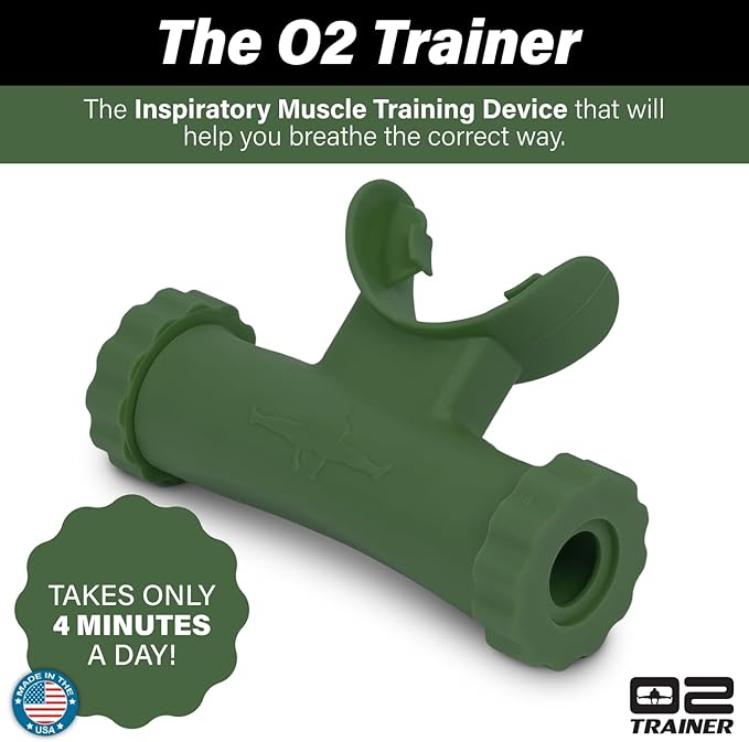 O2Trainer Breathing Muscle Training Device | Lung Power & Endurance Tool for Athletes, Singers & High-Altitude Performance | Diaphragmatic Respiratory Trainer | 16 Resistance Caps