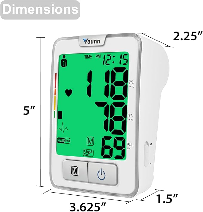 Vaunn Medical Automatic Upper Arm Blood Pressure Monitor, Medium Arm Cuff 8.7" - 16.5"