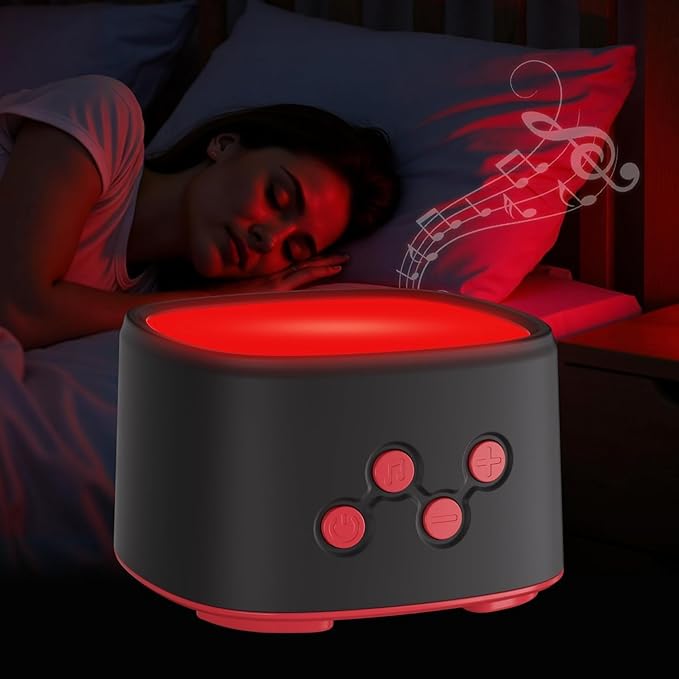 2-in-1 Red Light for Sleep with White Noise, Red Light Relaxation Lamp, Ideal for Bedroom, Meditation, Naps, Yoga and Travel