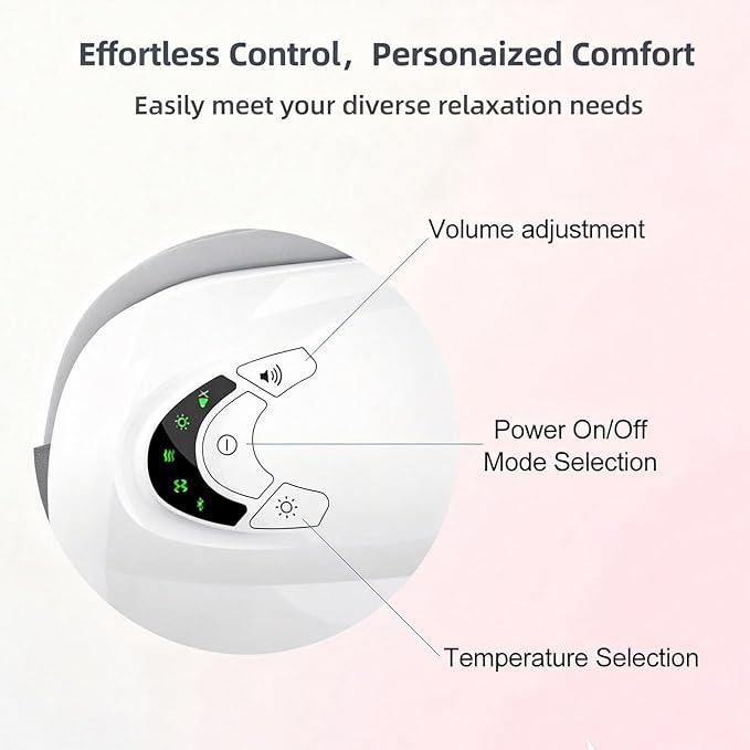 Eye Massager with Heat and Music, Relaxation and Stress Relief Device. Heated Eye Mask Massage for Migraines & Headache Relief, Reduce Dry Eyes Improve Sleep. Birthday Gifts for Women Men Mom Dad Her