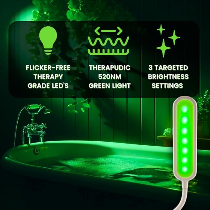 Migraine Relief Light – Clip-On 520nm Green Light Therapy for Headaches, Sleep, Anxiety | USB Rechargeable, Portable LED Lamp for Natural Headache Support | Adjustable Brightness