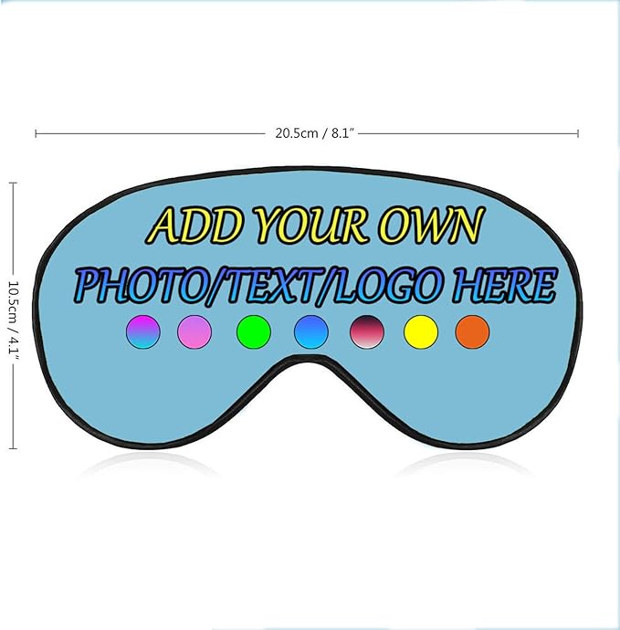 Personalized Eye Mask, Custom Eyeshade Blindfold Add Your Design Image Text Customized Eye Cover with Adjustable Strap for Sleeping Travel Work Naps Blocks Light, Sky Blue