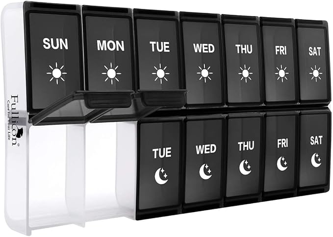 XL Weekly Pill Organizer 2 Times a Day, Fullicon Extra Large Daily Pill Cases Oversized AM PM Pill Box Twice a Day for Vitamin/Fish Oil/Pills/Supplements