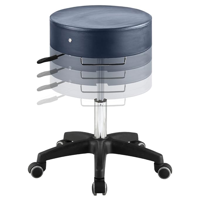 Master Massage Glider Ergonomic Round Swivel Adjustable Rolling Hydraulic Stool in Royal Blue Barber Dental Chair for Therapist, Clinic, Tattoo, Spas, Beauty, Lash, Salons, Home, Studio, Office