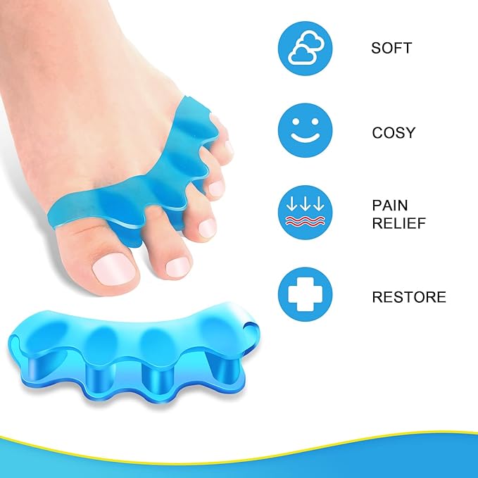 8 PCS Professional Toe Separators. Juzure Silicone Toe Spacers to Correct Bunions and Restore Toes to Their Original Shape for Women Men. Toe Correctors/Toe Straightener/Toe Stretcher/Toe Spacers
